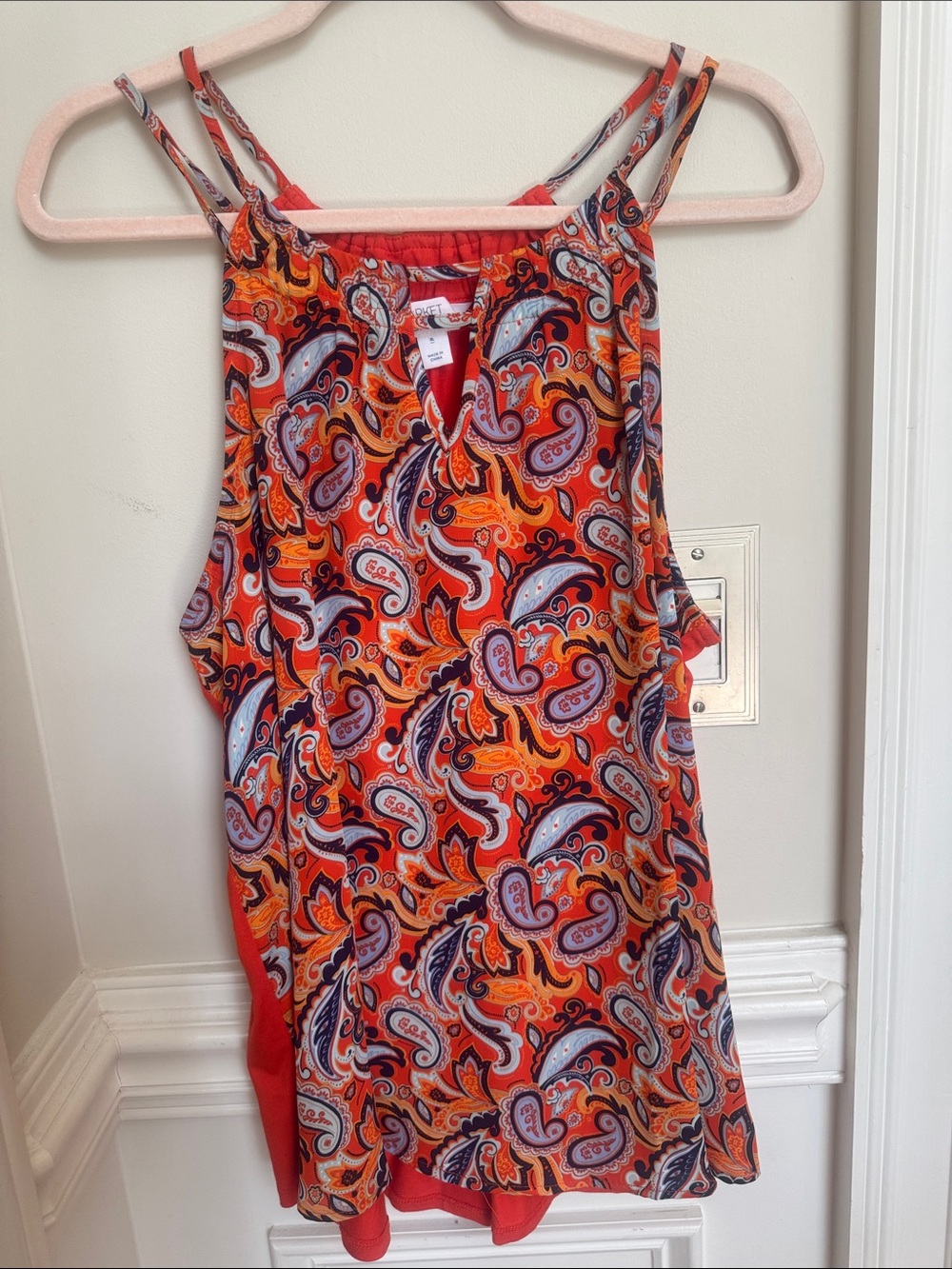 Market & Spruce Red Orange Paisley Double-Strap Camisole